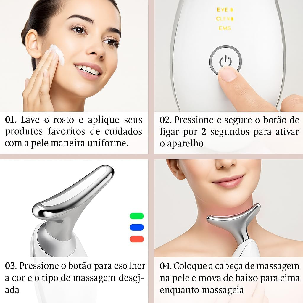 Massageador Facial Led Lift Fototerapia Anti Flacidez Luxo Portatil Premium
