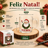 10 Caneca Feliz Natal Vidro Com Caixa Presente Revenda Premium