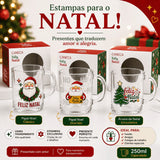 10 Caneca Feliz Natal Vidro Com Caixa Presente Revenda Premium