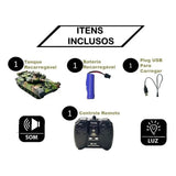 Tanque Guerra Controle Remoto Carrinho Bateria Recarregável Premium