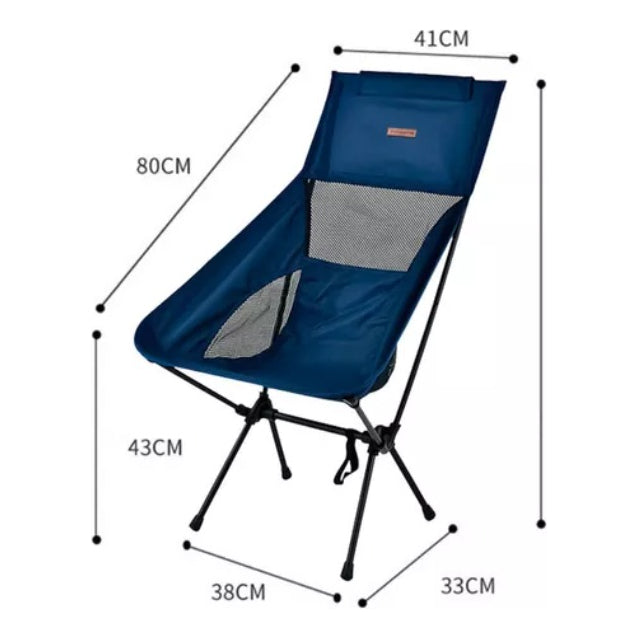 Cadeira Camping Dobrável Portátil Encosto Reforçada 140kg Com Bolsa