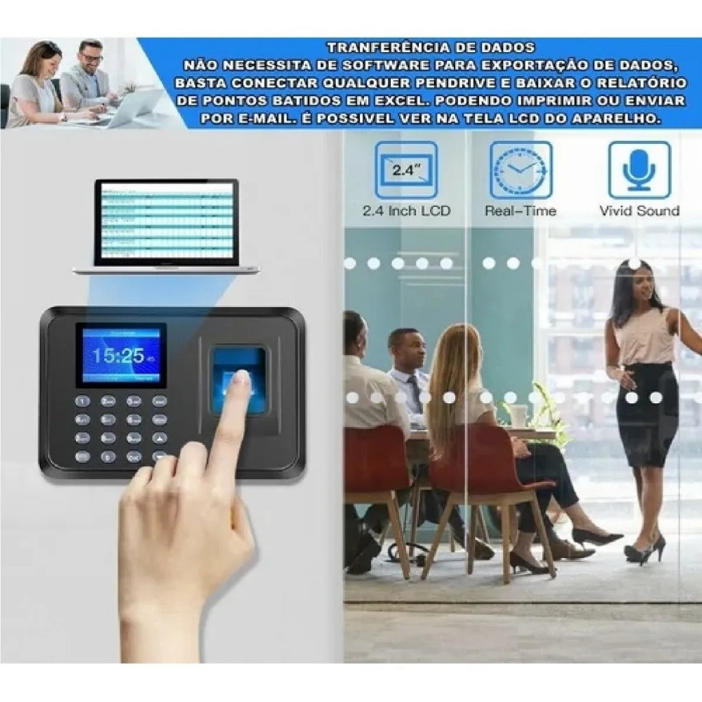 Relógio Ponto Biométrico Digital Livre Software Fácil Configuração Premium