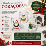 5 Caneca Feliz Natal Vidro Com Caixa Presente Revenda Premium