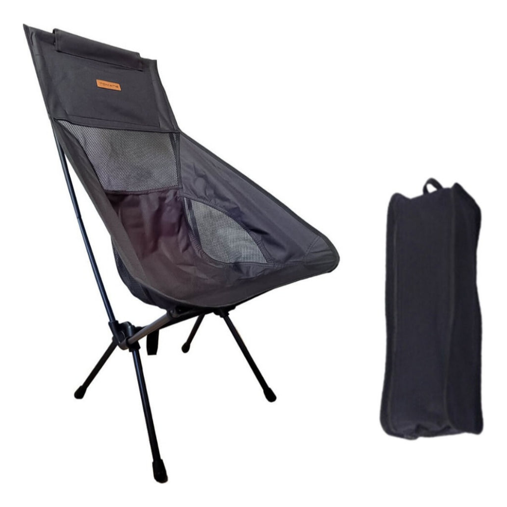 Cadeira Camping Dobrável Portátil Encosto Reforçada 140kg Com Bolsa
