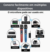 2 Microfone Sem Fio Duplo Profissional Uhf Karaoke Igreja Palestra Premium