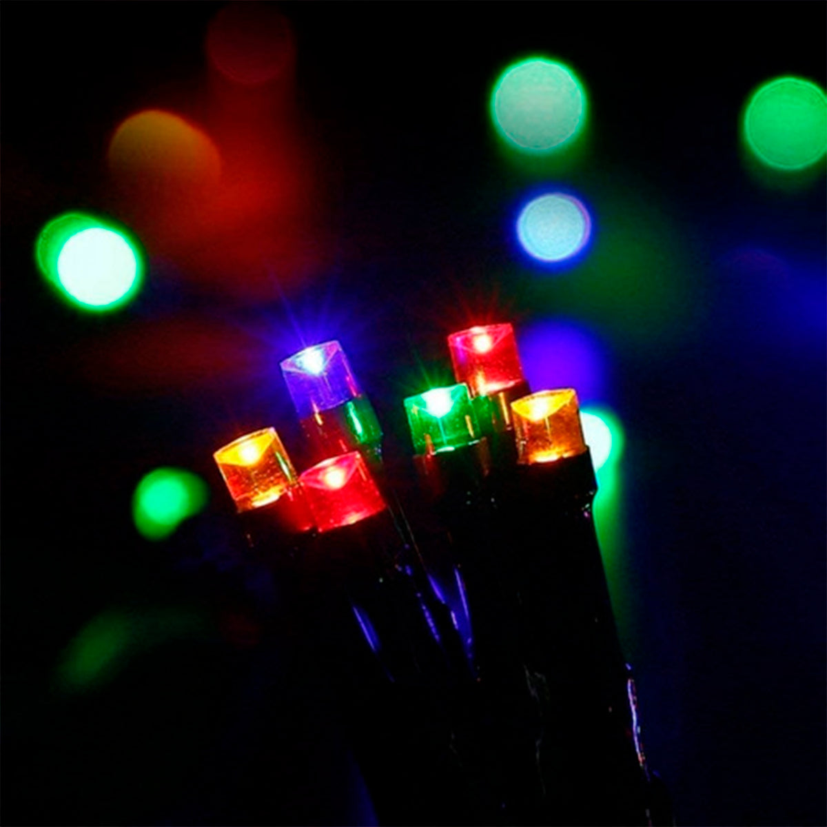 10 Pisca Pisca Natal 10m 100 Led Fixo Colorido Macho Femea - Fio Verde