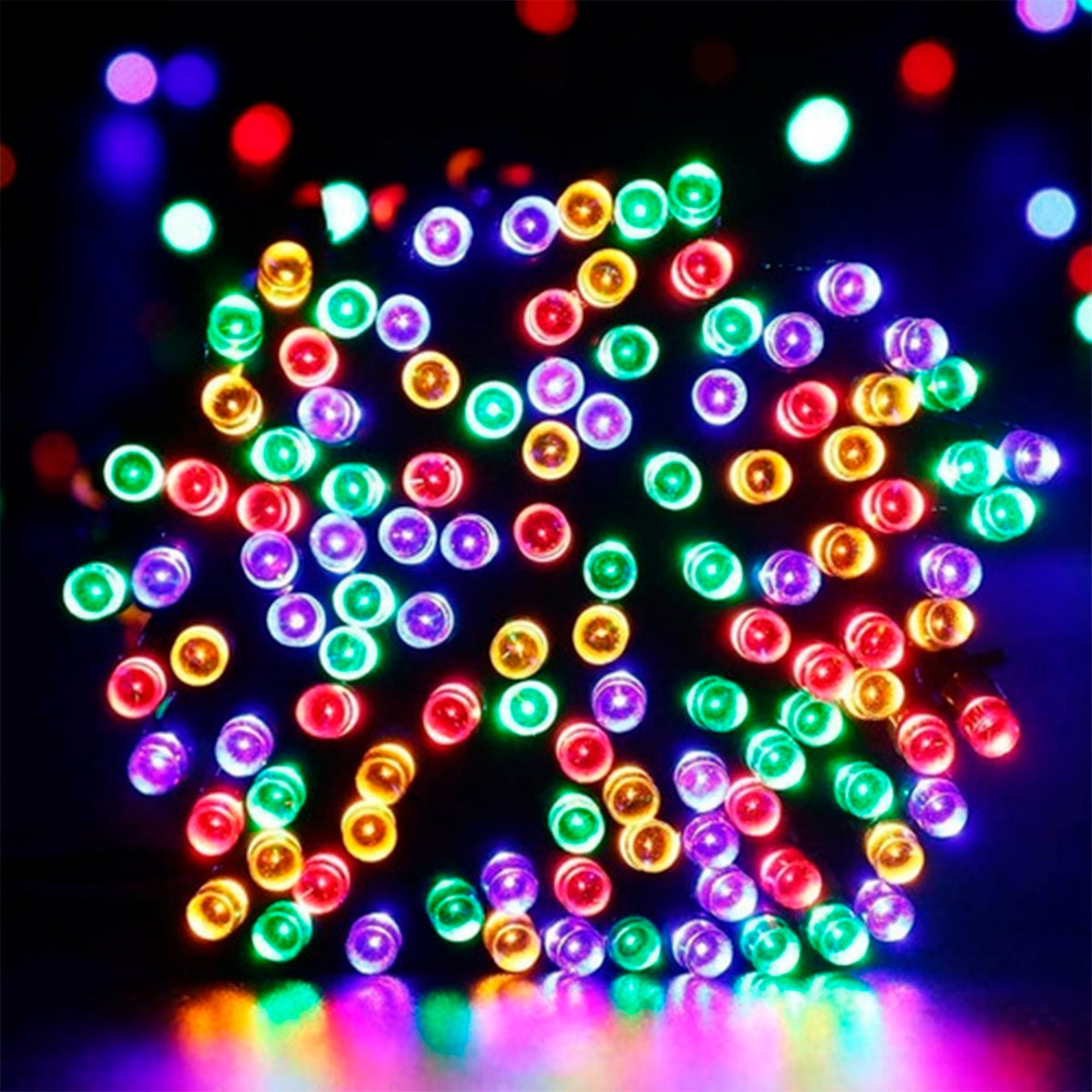 10 Pisca Pisca Natal 10m 100 Led Fixo Colorido Macho Femea - Fio Verde