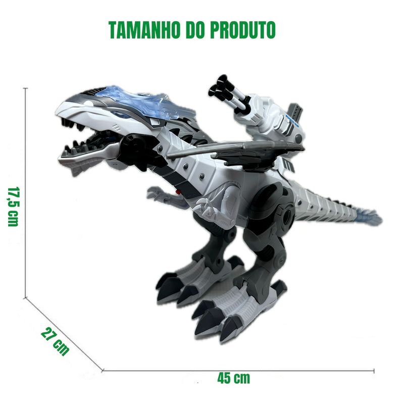 Dragão Robo Brinquedo Dinossauro Anda Bate Asas Solta Fumaça