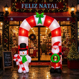 Arco Inflável de Natal 2,50m Papai Noel Boneco de Neve 21 LEDs Decoração Natalina Gigante Premium