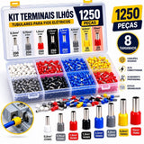 Kit 1250 Terminais Ilhós Tubular Para Fios Elétricos Cobre Com Estojo