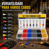 Kit 1250 Terminais Ilhós Tubular Para Fios Elétricos Cobre Com Estojo