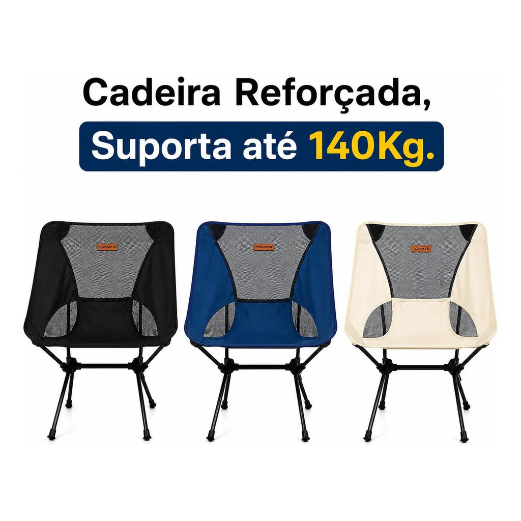 Cadeira Dobrável Camping Pesca Praia 140kg C Bolsa Portátil