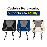 Cadeira Dobrável Camping Pesca Praia 140kg C Bolsa Portátil