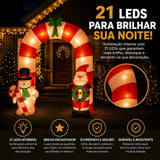 Arco Inflável de Natal 2,50m Papai Noel Boneco de Neve 21 LEDs Decoração Natalina Gigante Premium